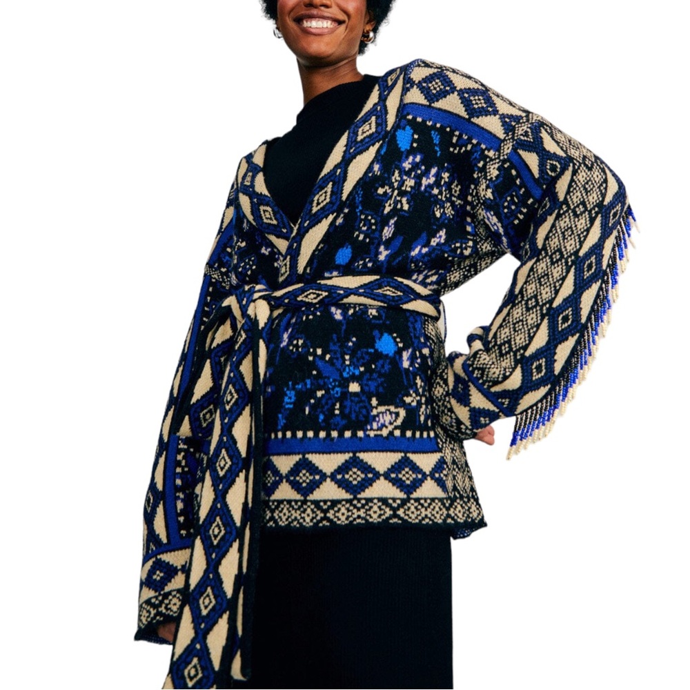 FARM RIO Black Macaw Forest Cardigan Sz XS (retails for $265)
